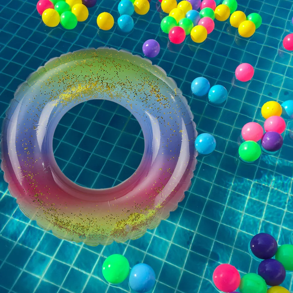 

1Pcs Swimming Ring Rainbow Design Portable Lightweight Inflatable for Summer Pool Beach Party Outdoor Fun PVC Floating Ring