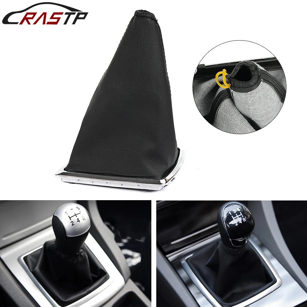 

RASTP-PU Leather Car Gear Stick Gaiter Boot Dust Cover Gearshift Lever Cover Frame For Ford Focus 2005-2012 RS-SFN166