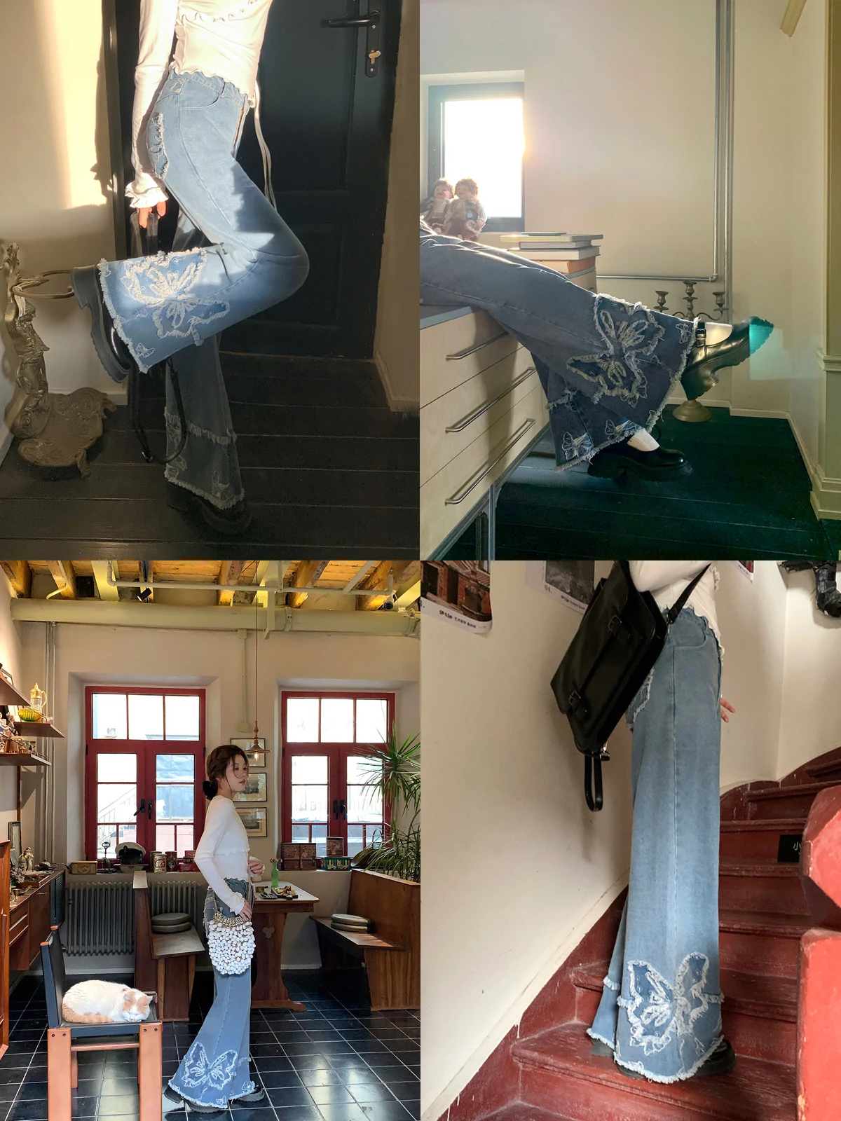 

Свободные повседневные джинсы с широкими штанинами для женщин, свободный крой, высокая талия, из смесового хлопка, джинсы для отдыха