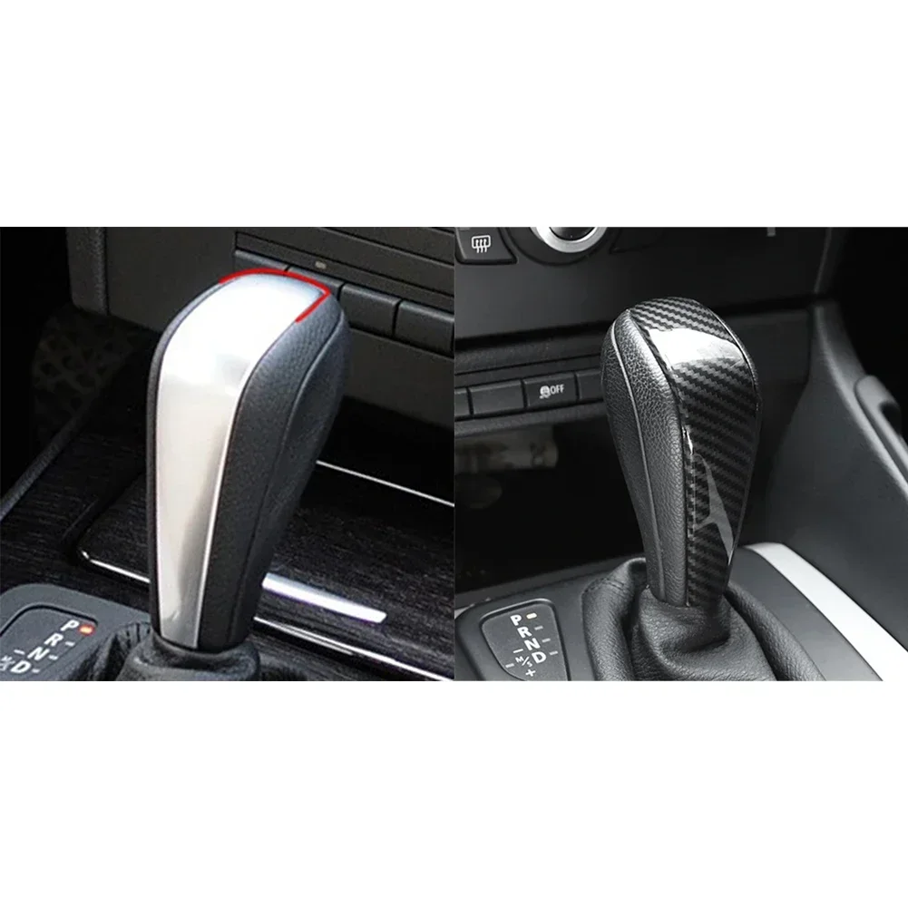 For BMW 1 3 Series X1 E87 E90 E91 E92 E93 E84 1x Carbon Fiber Black Automatic Gear Shift Knob Cover Sticker Replace Accessories