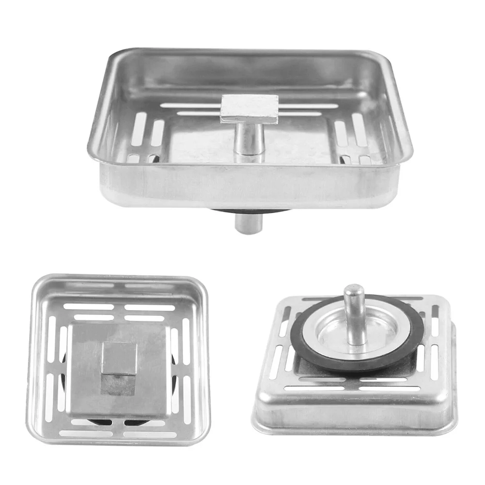 Square Stainless Steel Sink Strainer For Kitchen And Bathroom Anti-Clogging Sink Food Garbage Catcher Water Stopper Waste-Plug