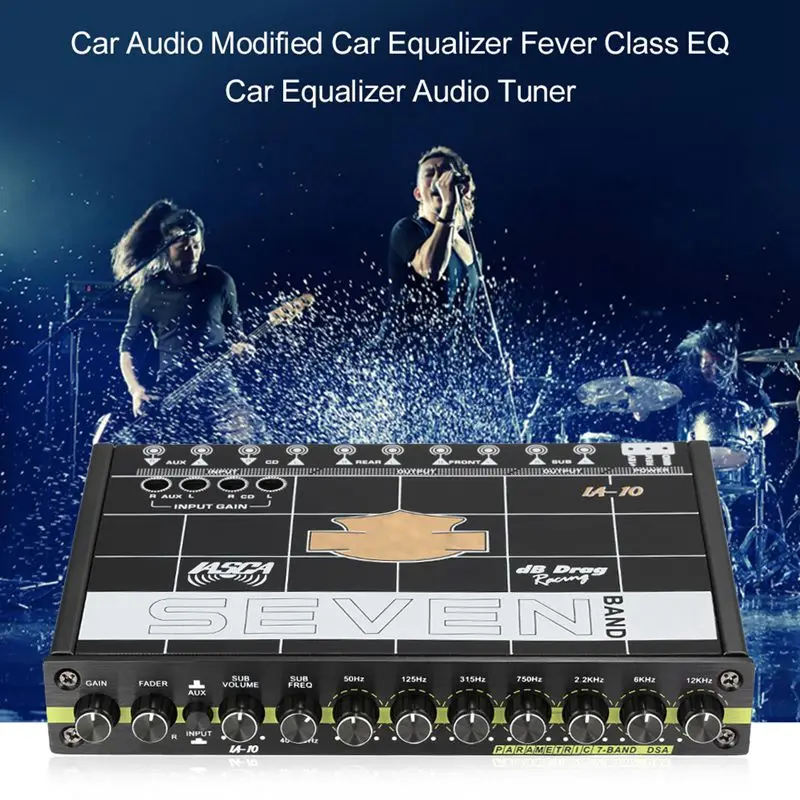 Car Audio Modified Graphic Equalizer Eq 7S Car Audio Stereo Tuner W/ 3.5Mm Aux-In & Knob Car Accessories