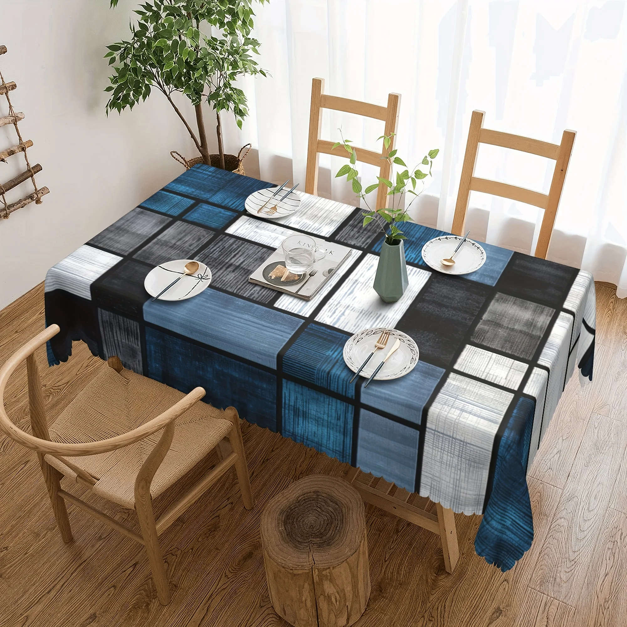 Modern Geometry Texture Rectangle Waterproof Tablecloth Table Decor Reusable Kitchen Dining Table Cloth Holiday Party Decoration