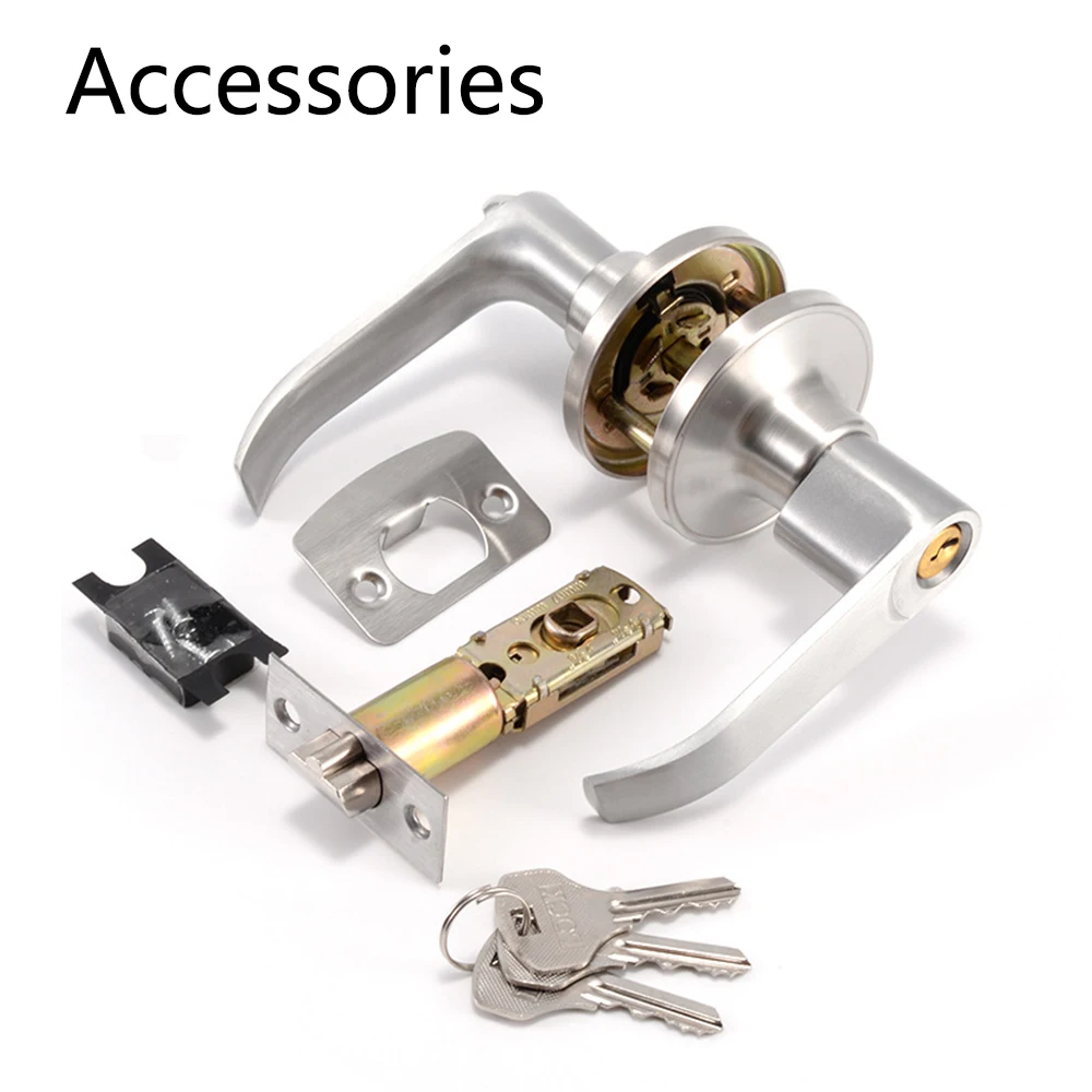 Room Door Handle Lock High-Grade Aluminum Alloy Handle Latch with 3 Keys Three-Pole Spherical Door Lock For Bedroom Bathroom