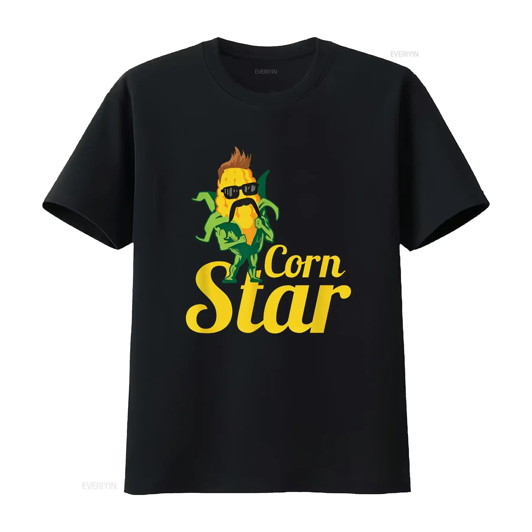 Funny Corn Star Sunglasses Mustache Maize T Shirt vintage Washed streetwear designer clothes Unisex Stylish Soft graphic
