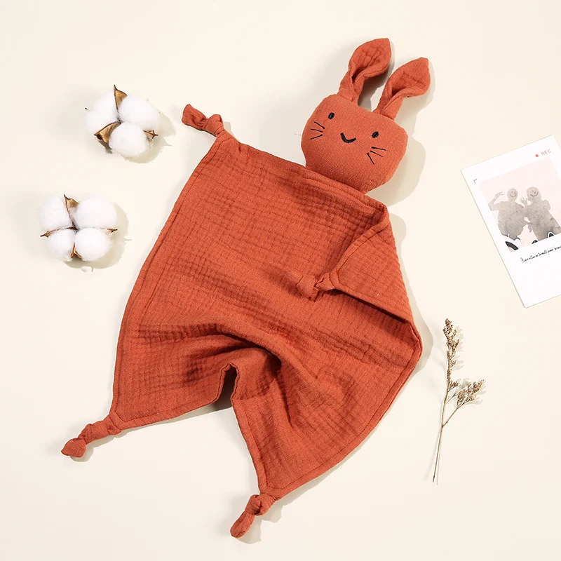 Baby Cartoon Rabbit Cotton Muslin Comforter 30*30CM Cute Newborn Baby Sleeping Dolls Blankets Infant Squale Burp Clothes Bibs