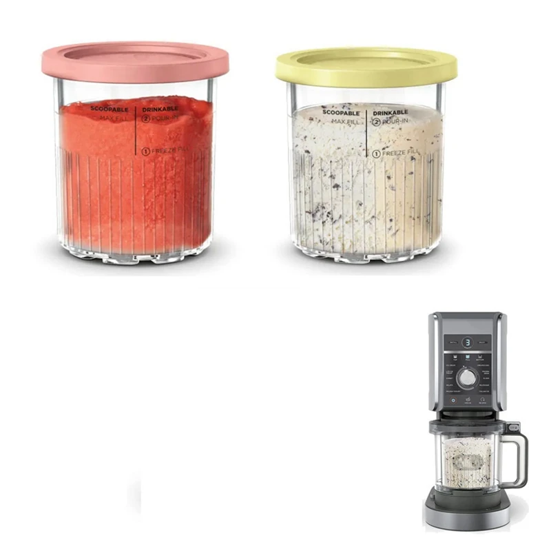 4PCS Ice Cream Pints Cup For Ninja Creami NC500 NC501 Ice Cream Storage Containers Food Freezer