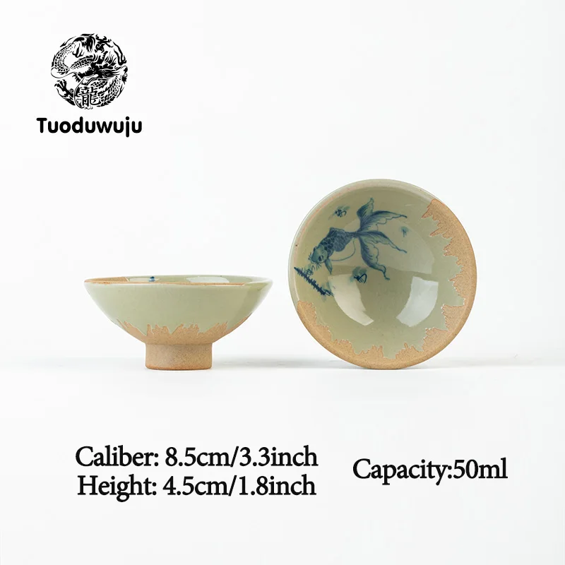 Chinese masters hand-painted ceramic tea cups, kung fu tea sets, and small tea bowls, symbolizing annual surplus, 65 milliliters