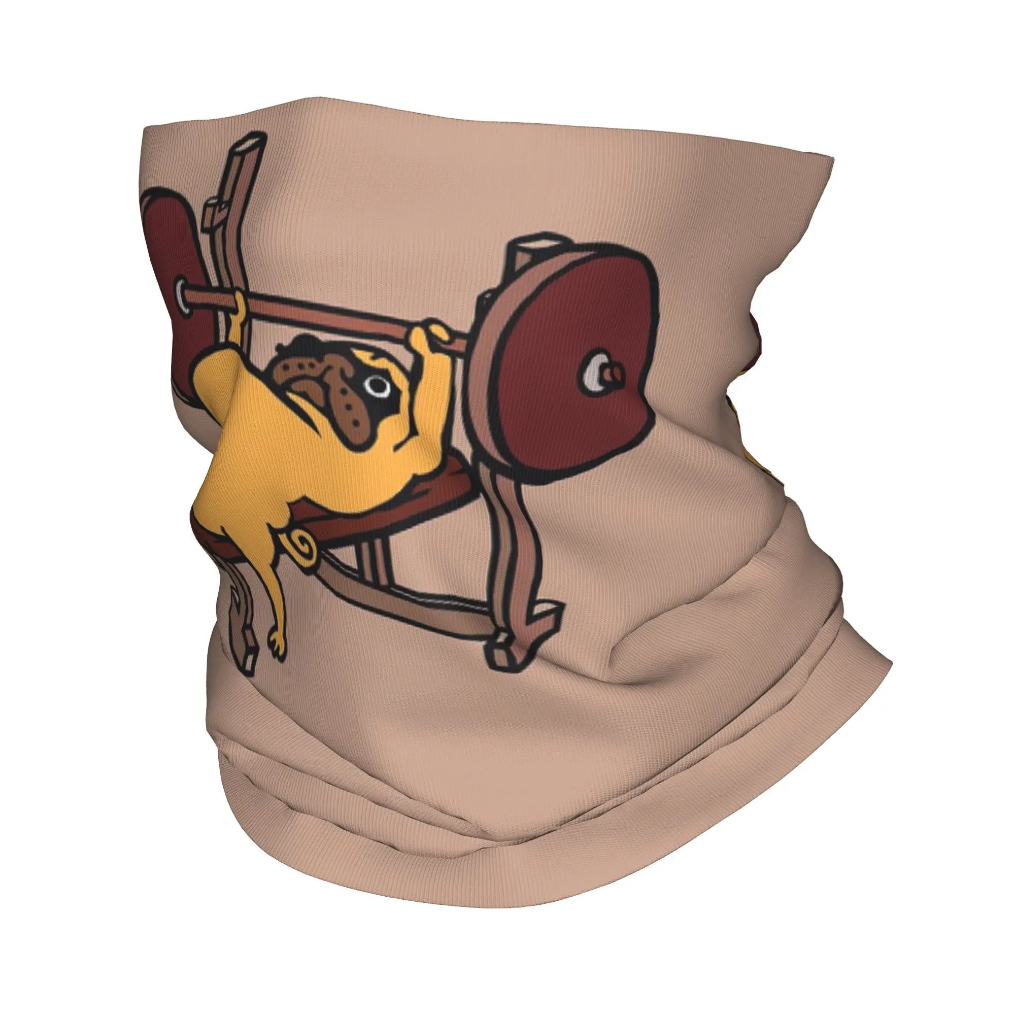 Pug Bench Press Bandana Neck Gaiter Gedrukt Gezichtssjaal Warme hoofdband Buitensporten Unisex Volwassene Het hele seizoen
