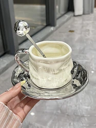 Light Luxury Coffee Cups, High-end and Exquisite Female Ceramic European Afternoon Tea Set, High Aesthetic Value Cup Plate Set