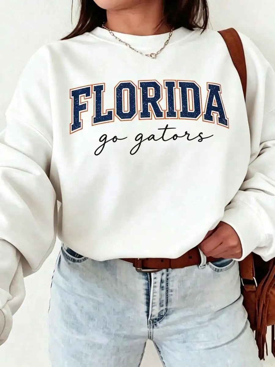 Florida Go Gators Varsity Sweatshirt Damen Rundhals Oversized Langarm-Oberteil – Detail 2
