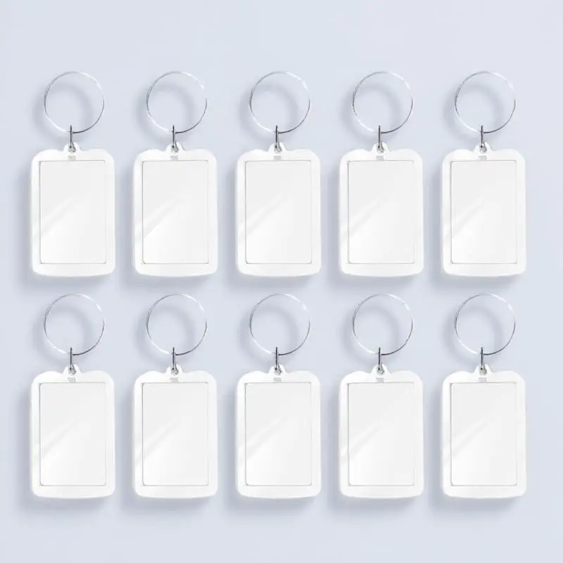 10Pcs Acrylic Resistant Keyring Picture Frame Blank Insert Photo Keychain Clear Custom Home Office Travel Gift