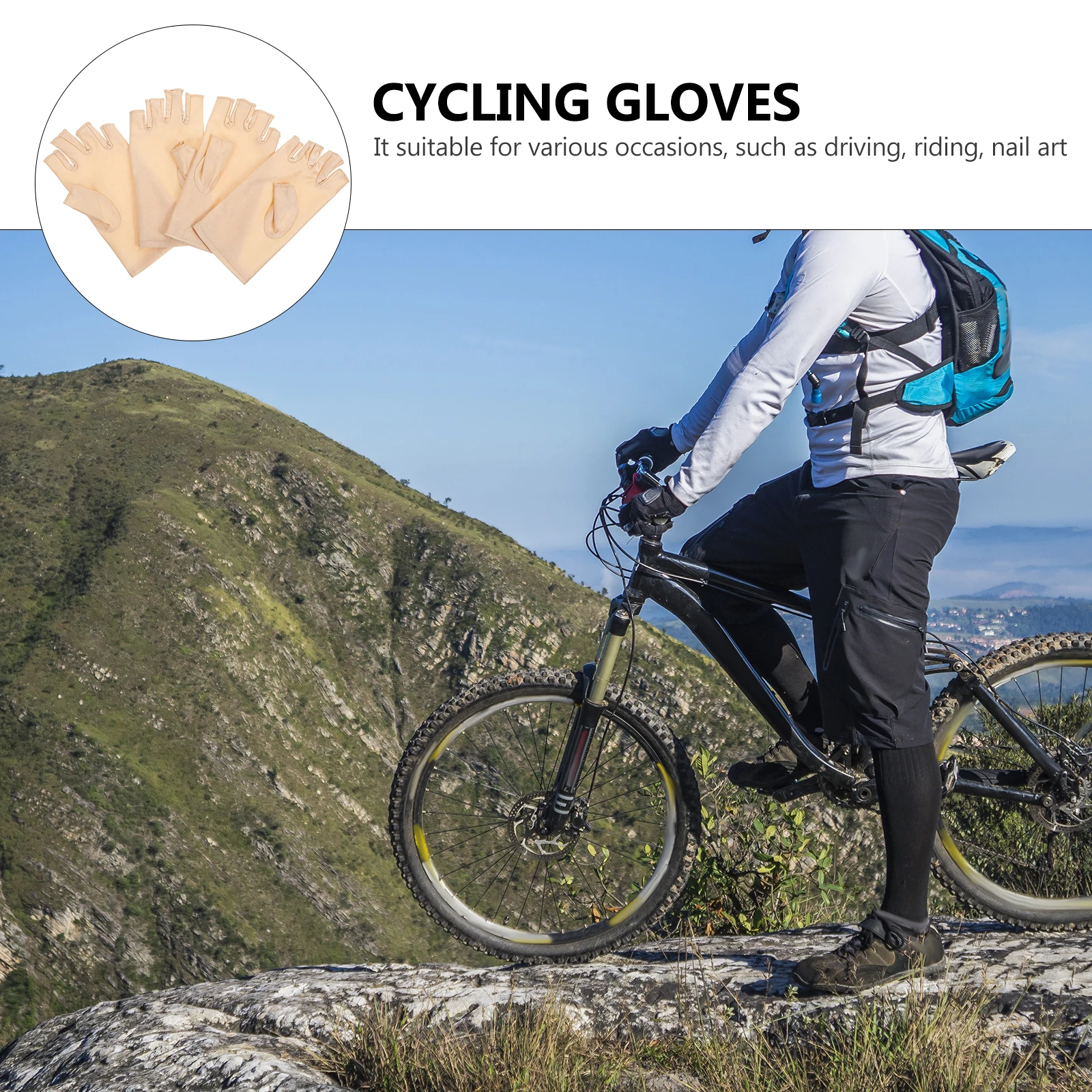 

2pcs Anti-Uv Half Finger For Cycling Skin-Friendly Breathable Elastic Outdoor Sport Gloves Touchscreen Compatible Unisex