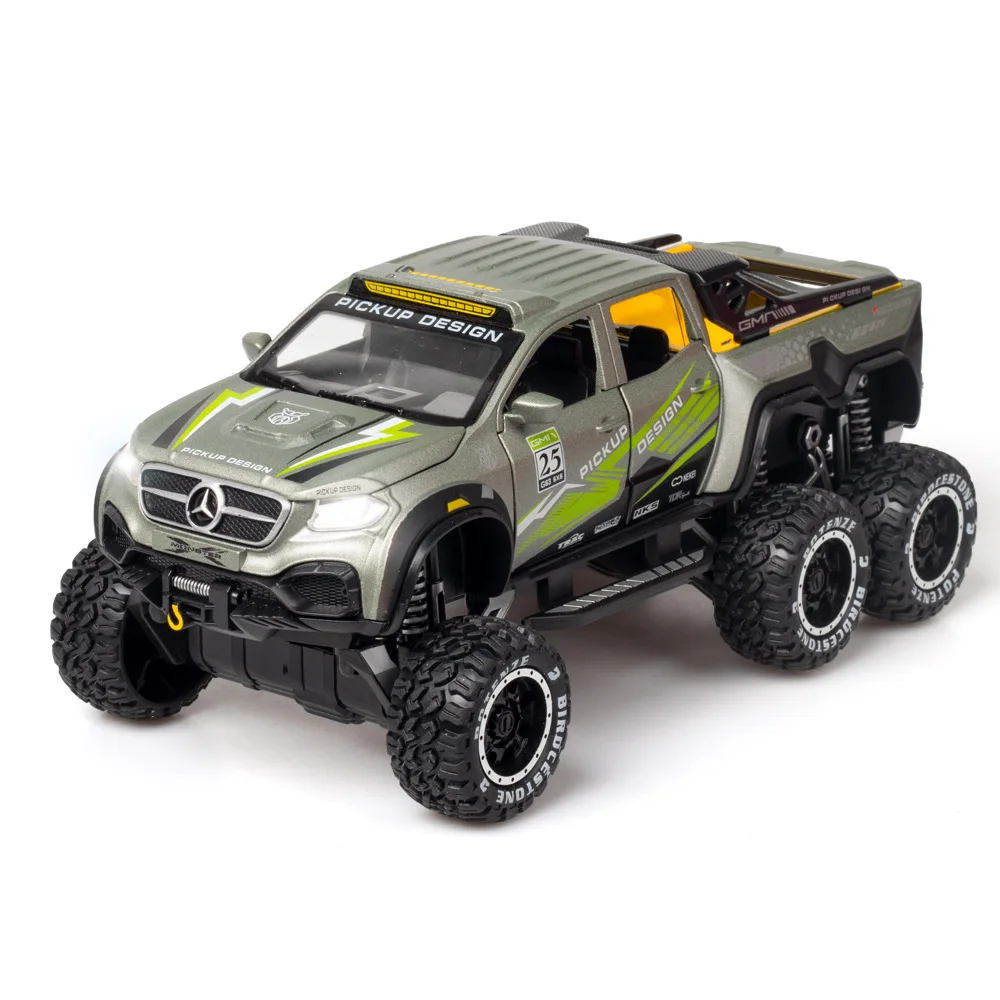 1:28 Mercedes-Benz X-Class EXY 6 x6 Pickup off-road car Diecast in lega di metallo modello car Sound Light Collection regali giocattolo per bambini