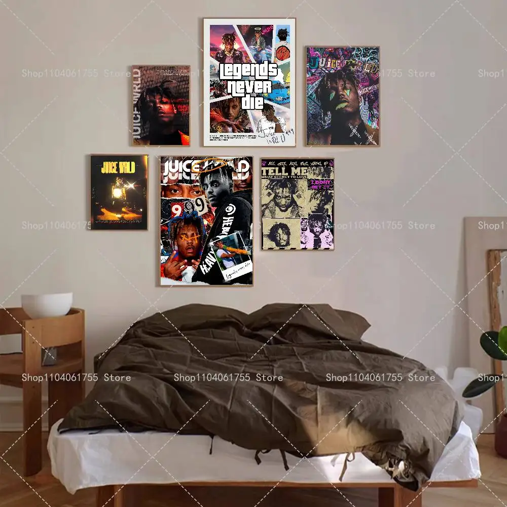 Rapper J-Juice W-Wrld Poster Self-adhesive Art Waterproof Paper Sticker Coffee House Bar Room Wall Decor