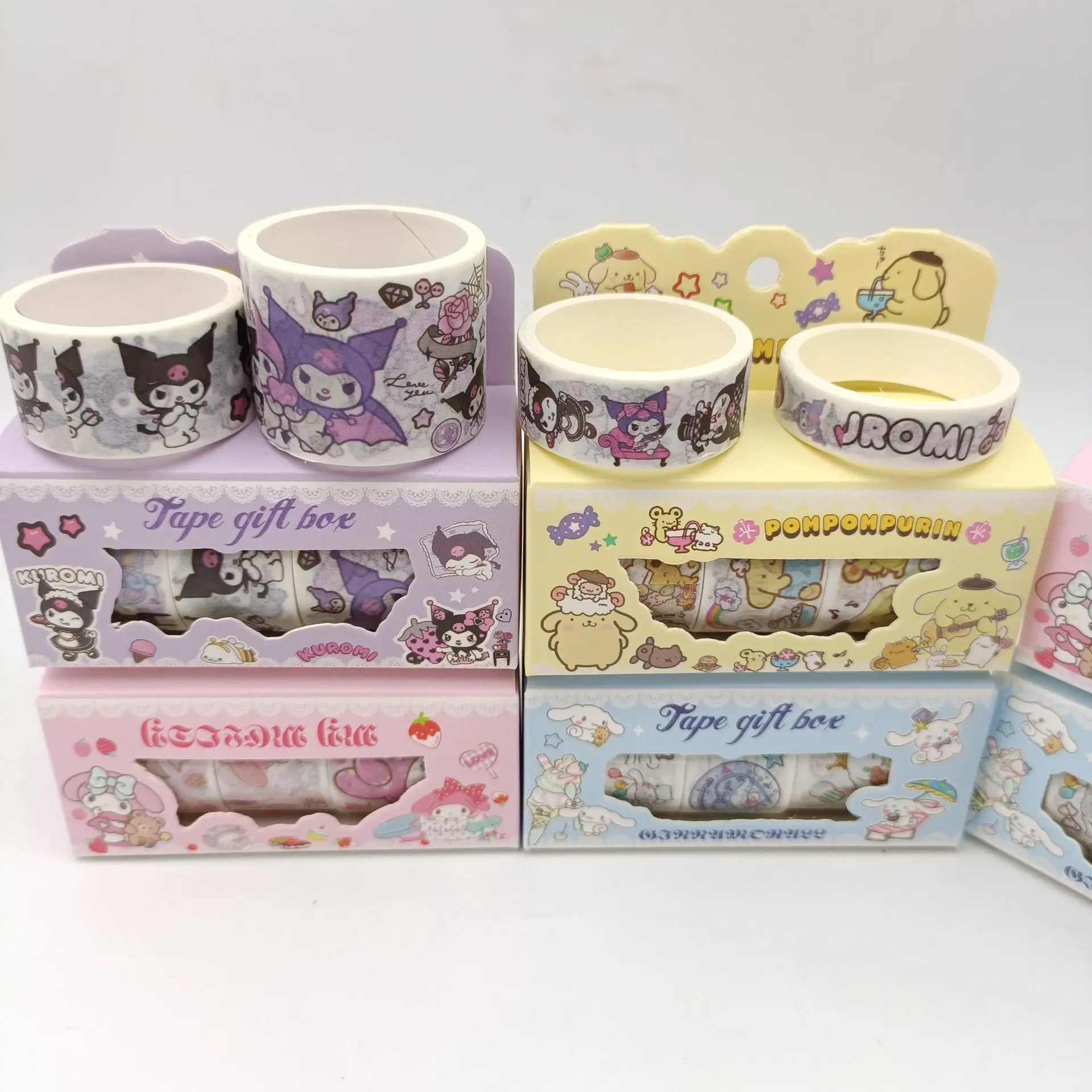 4 Boxen/Set Sanrio Kuromi Melody Cinnamoroll Washi Sticker Tapes Niedliche Scrapbooking DIY Dekorative Aufkleber Album Stick Etiketten