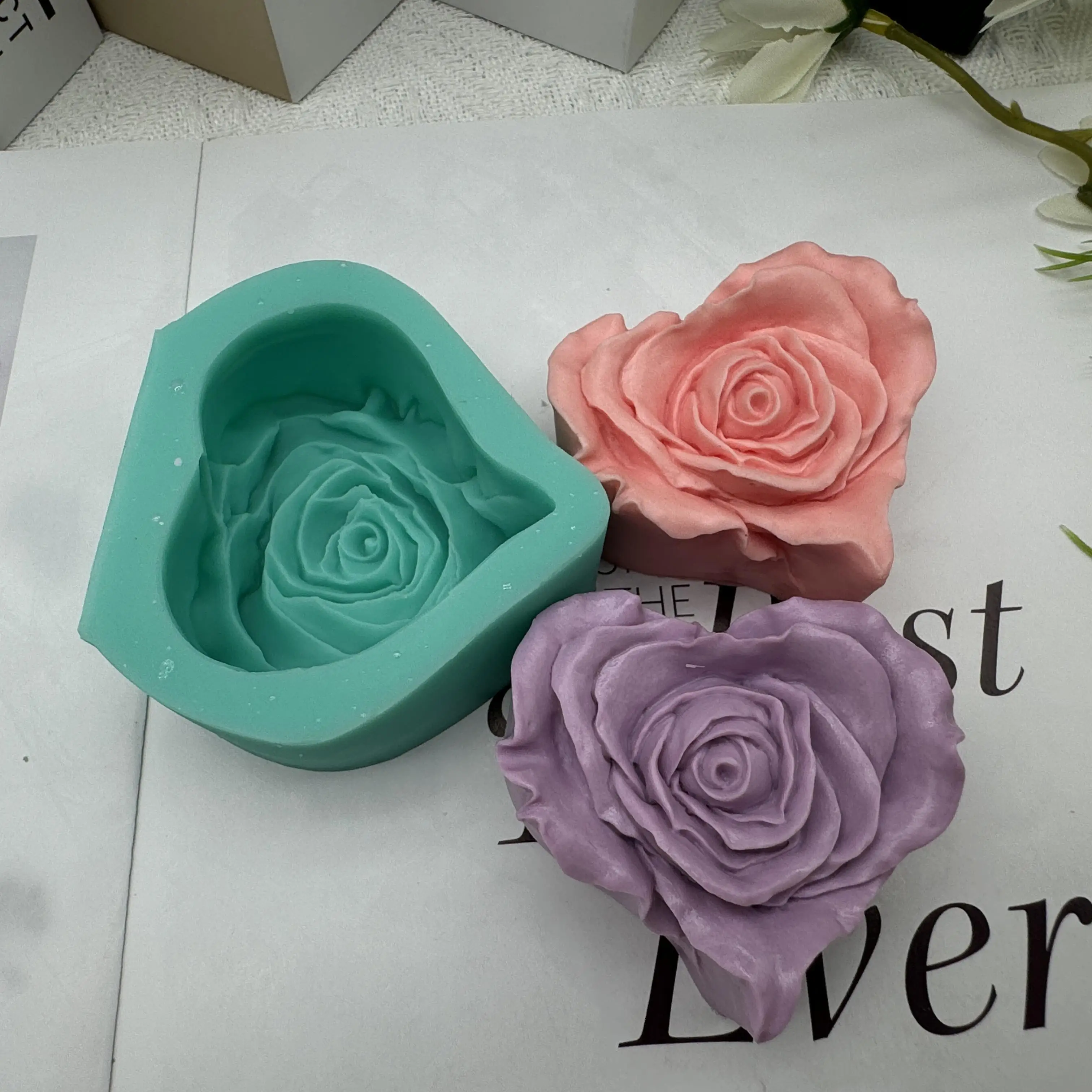 3D Flower Soap Candle Molds Scented Wax Mould Chocolate Cake Molds Decorating Resin Epoxy Gypsum Clay Crafts Silicone Mold