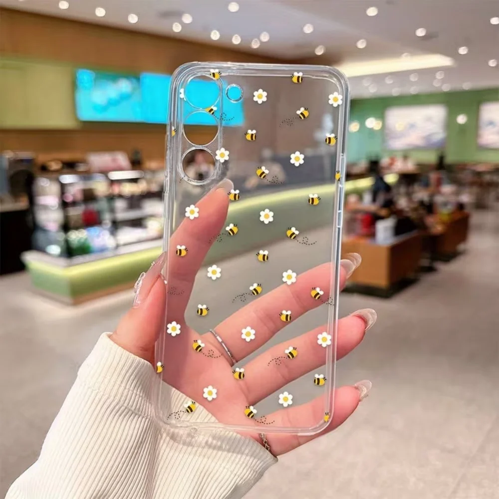 Bee White Flower Phone Case For Samsung Galaxy S26 S25 S24 S23 S22 S21 S20 5G Ultra Plus Edge FE 2022 Shockproof  Clear Cover - view 5
