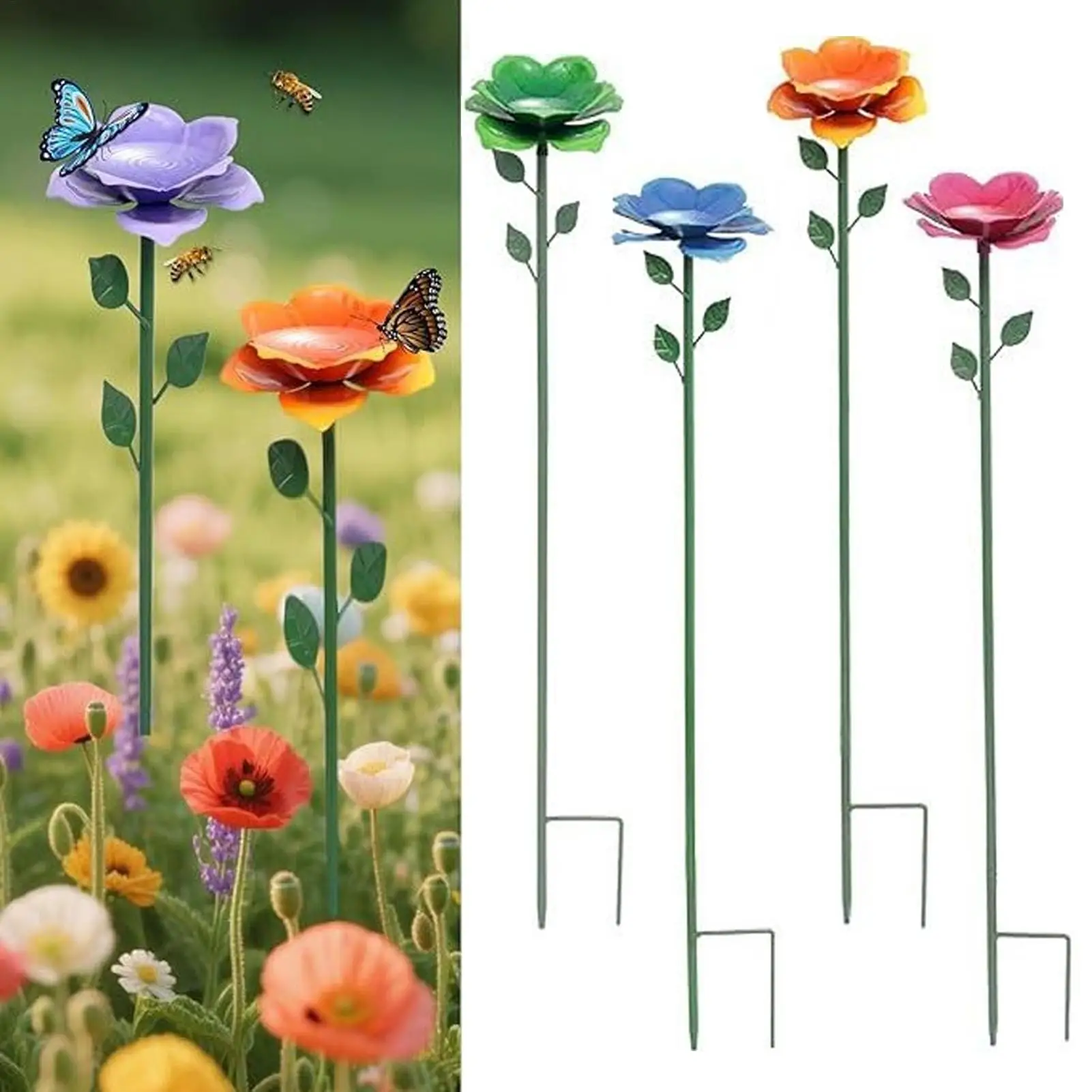 4pcs Bee Waterer For Garden Birds Animals Hydration Bee Drinking Flower Shape Dish For Park Balcony Backyard Yard Terrace