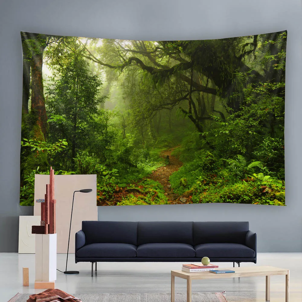 

Primitive Forest Tapestry, Multiple Patterns and Sizes Soft Wall Hanging Fabric Aesthetic Living Room Background Wall Decoration