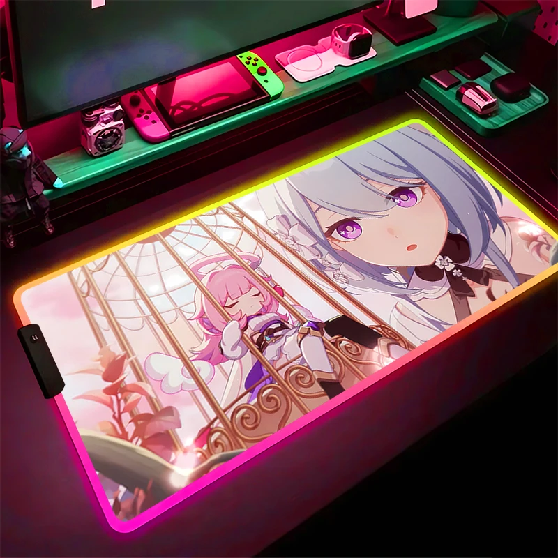 RGB Large Mouse Pad LED Light Game accessories Pad table mat computer game Mouse mat Honkai Impact 3 Griseo Mousepad Home Decor