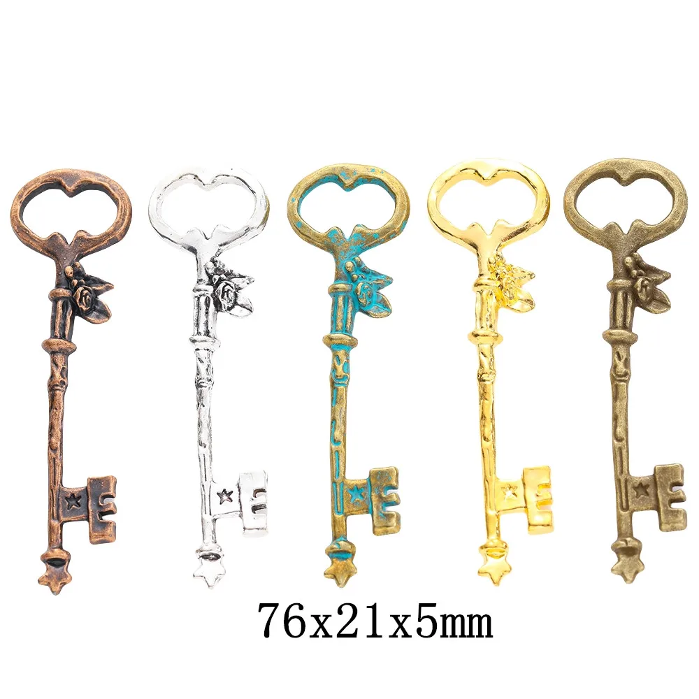 قفل مفتاح سحر سبيكة الزنك خمر ، قلادة معدنية ، إكسسوارات صنع المجوهرات ديي ، 5 ،