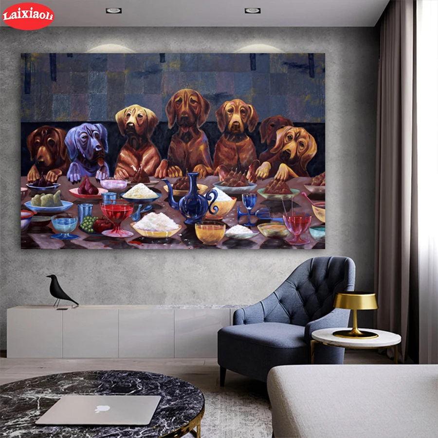 

DIY diamond painting The last supper, dog animals cross stitch full square round diamond Emeroidery mosaic painting home decor