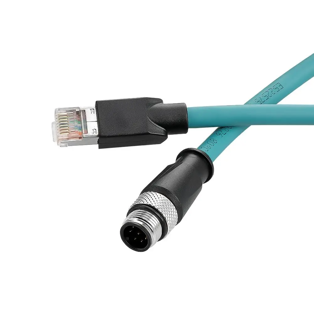 Alvin's Cables M12 A-Code 8 Pin Male to RJ45 Cat6a Ethernet Cable Shielded for Industrial Automation Network 10M/32.8ft Green