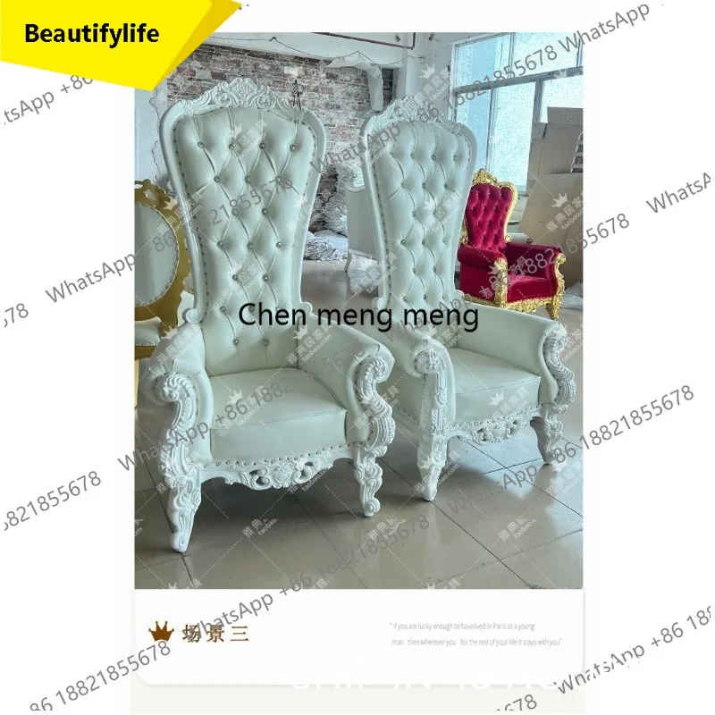 

02M Solid wood European sofa chair luxury tiger chair leather high-end single leisure high back chair