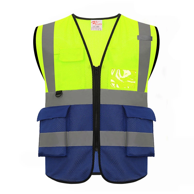 Imagem -03 - Colete de Segurança de Alta Visibilidade com Bolsos Dois Tons Workwear Colete Reflexivo para Trabalhos ao ar Livre Ciclismo Jogging Andando Esportes