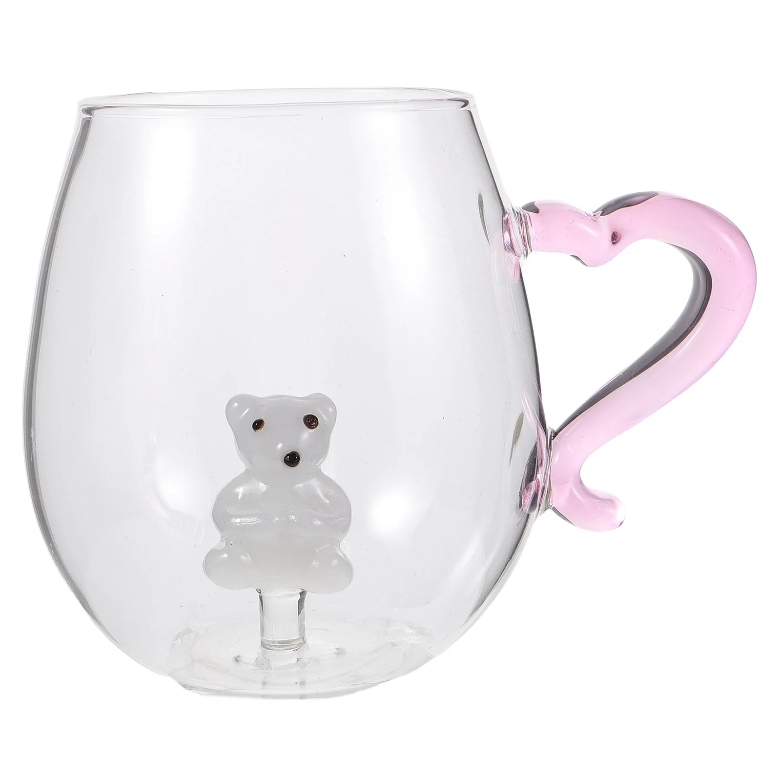 

14oz Clear Glass Coffee Mug Polar Bear Inside Heart Handle Xmas Tea Cup Holiday Beverage Tableware Festive Glass Cup
