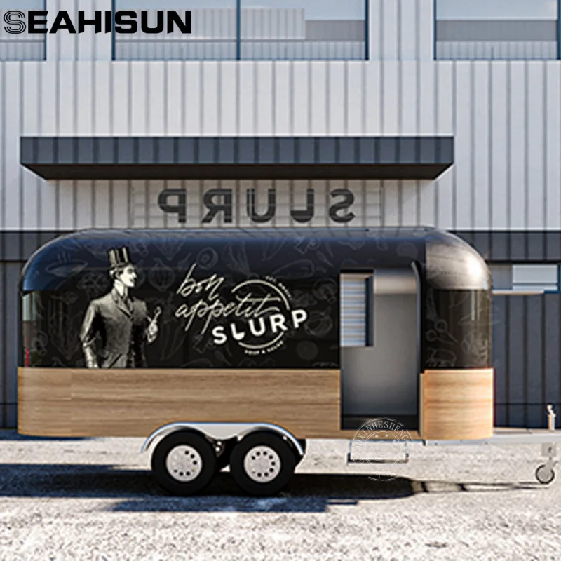 custom.Food Kiosk Outdoor Truck Stall Shop Cart with Wheels Convenient Mobile Food Trailer Fully Equipped Europe Stand
