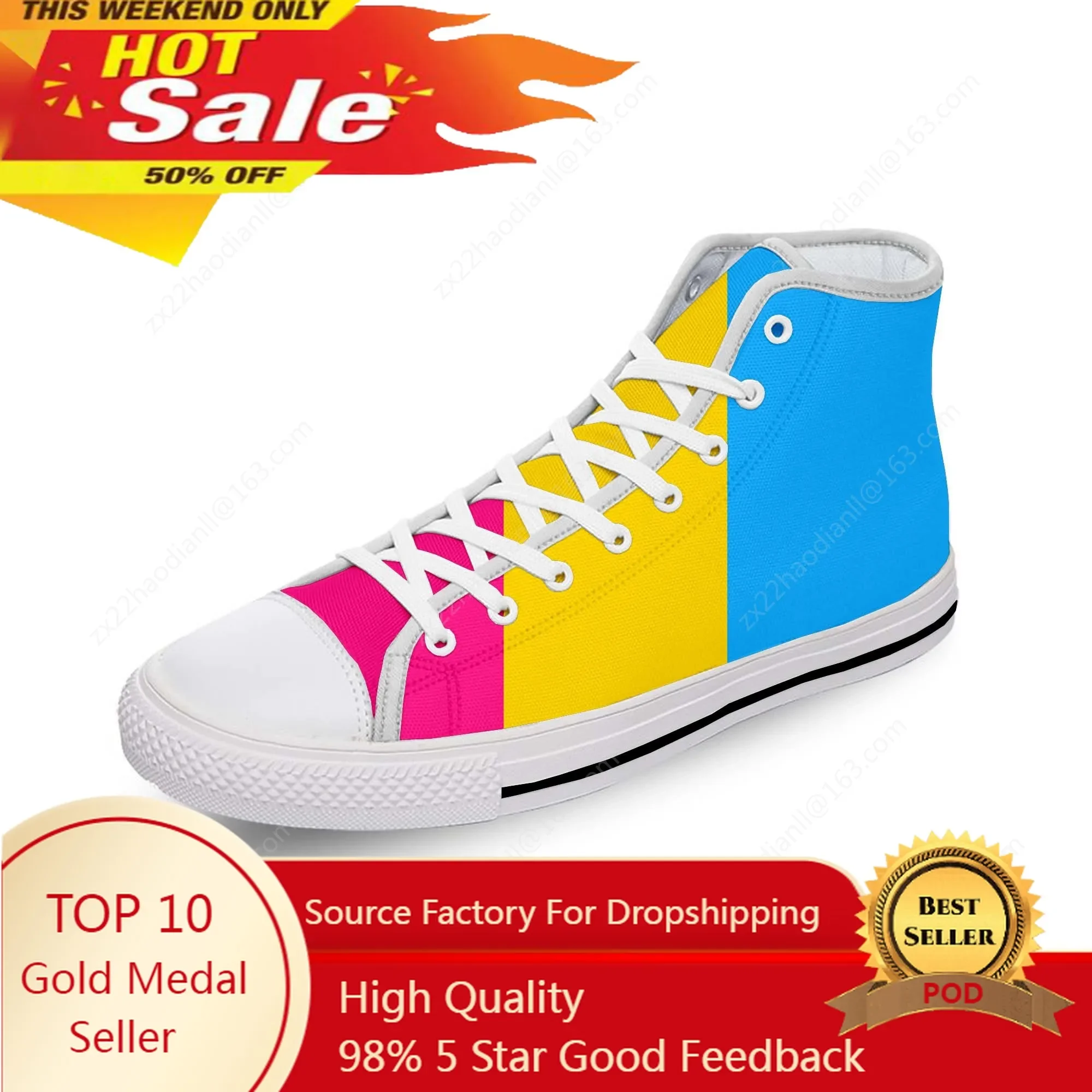 

Pansexuality Gay pride flag Funny White Cloth Fashion 3D Print High Top Canvas Shoes Men Women Lightweight Breathable Sneakers