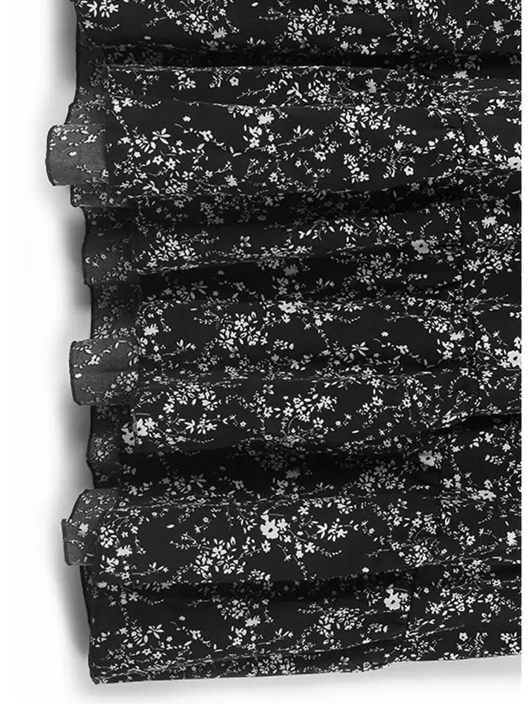 女性黒柄プリントスプライスビッグサイズミディドレス新しいラウンドネック長袖ファッション潮春秋