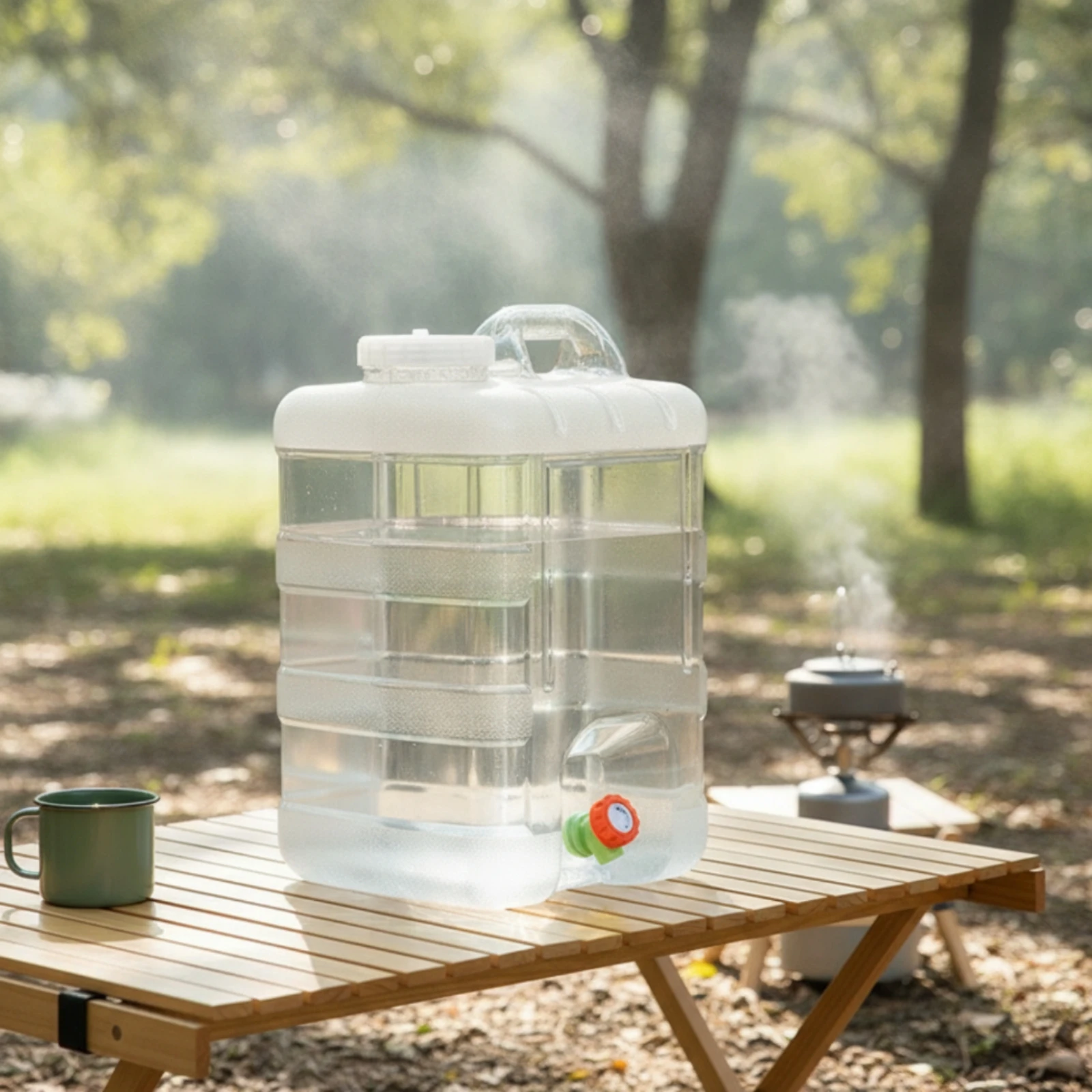 Water Storage Container with Spigot Thickened Camping Water Carrier with Tap Transparent Leakproof for Campers, Car Trips