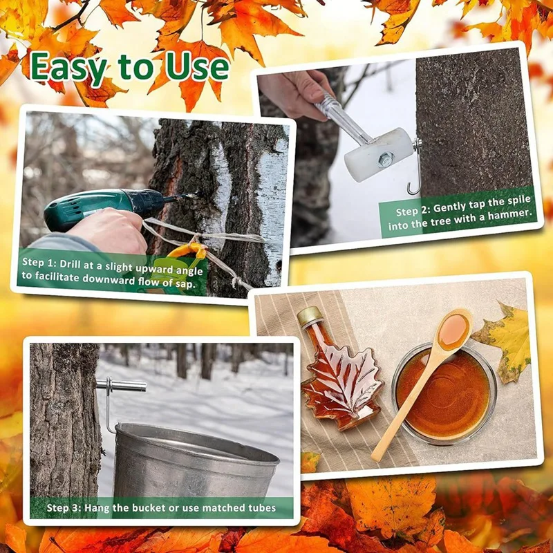 TOP Maple Syrup Tapping Kit Stainless Steel Maple Tree Spiles Food Grade Tubing Cleaning Brushes Maple Tree Tapping Kit