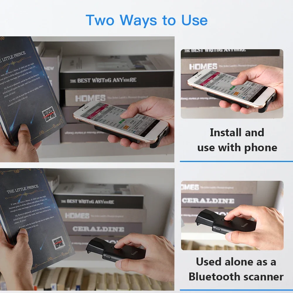 Eyoyo 017P Bluetooth 2D Barcode Scanner | Multi-Format QR Code Reader (PDF417/Data Matrix/Aztec) Wireless Handheld Scanner