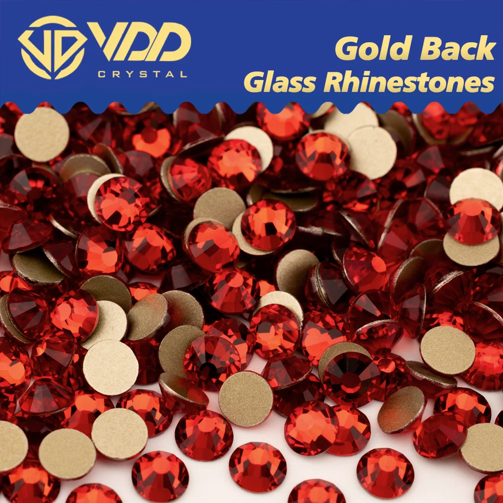 VDD 013 Siam, SS4-SS20 de alta calidad, diamantes de imitación de cristal, piedras de Strass planas doradas para manualidades de decoración de uñas DIY