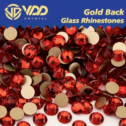 VDD 013 Siam High Quality SS4-SS20 Glass Rhinestones Crystal Gold Flatback Strass Stones For DIY Nail Art Crafts Decorations
