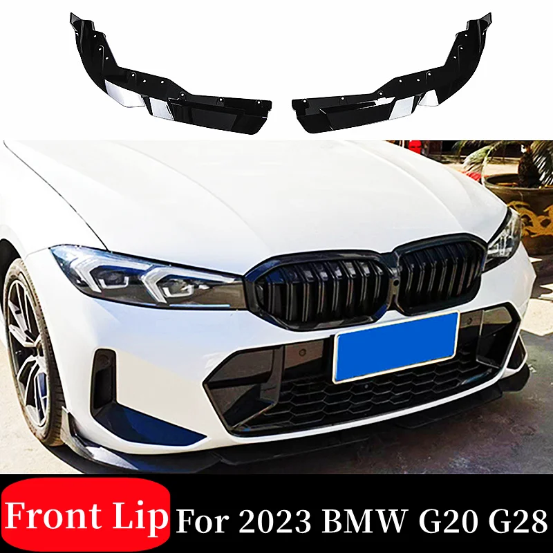 

For 2023 BMW 3 Series G20 G28 Car Black Carbon Front Bumper Splitter Lip Chins Spoiler Diffuser Protector Tuning Accessories