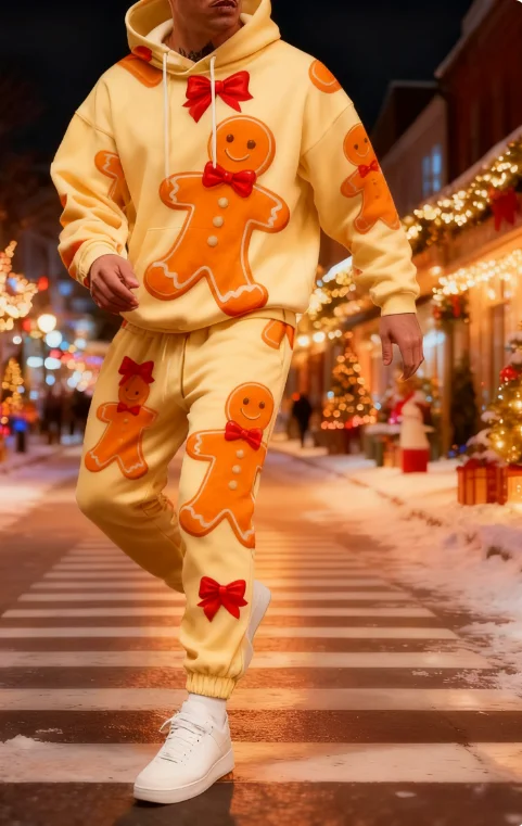 

2026 3D Print Hoodies Christmas Santa Claus Man Woman Tracksuit Pants 2pcs Sets New Year Holiday Party Pullover Jogging Suits