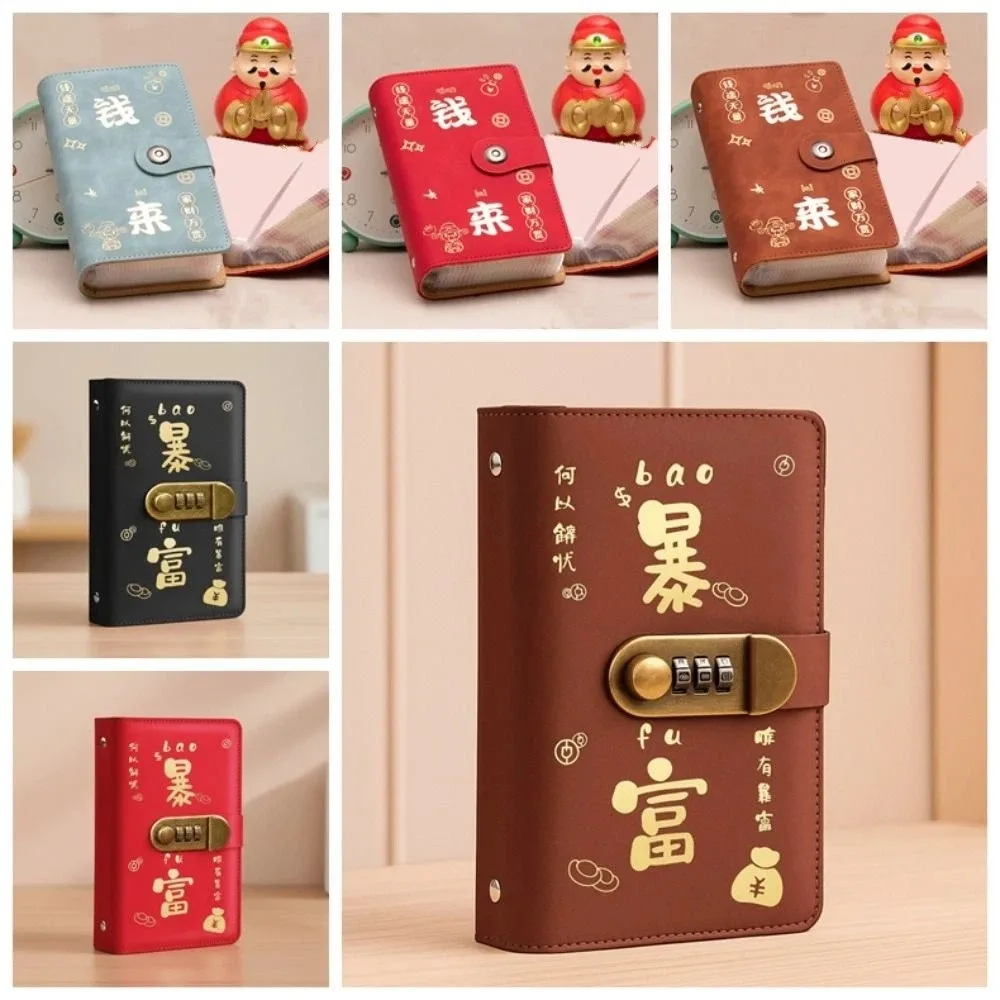 Com bloqueio de senha poupança de dinheiro pasta manual carteira armazenamento orçamento pasta com bloqueio couro do plutônio envelopes dinheiro conta livro