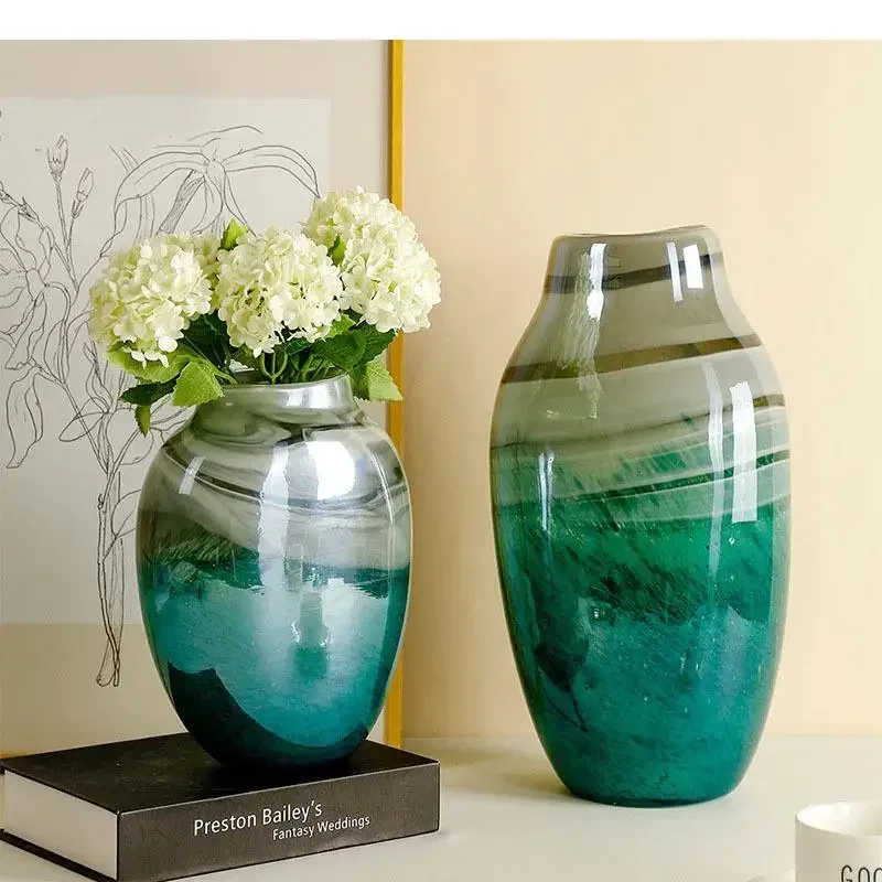 

# Hot Vase En Verre Ondulé D'eau De Mer Vert Foncé,