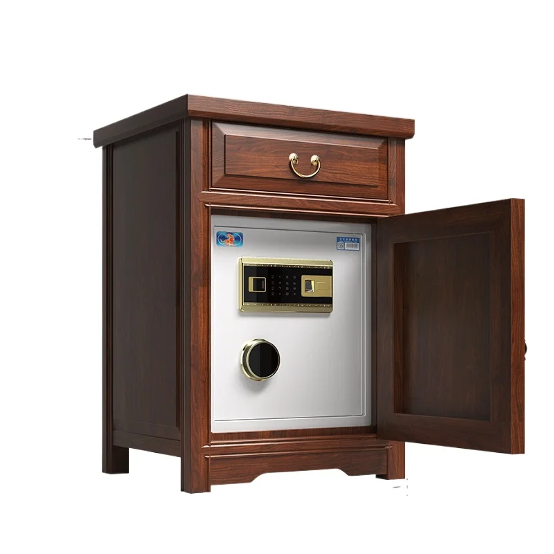 

Chinese safe household solid wood bedside table 65CM old elm drawer safe smart