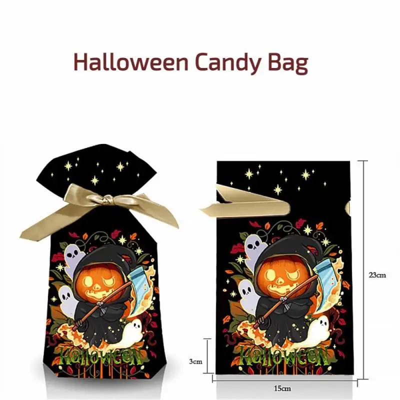 Saco de cordão abóbora conveniente resistente ao desgaste saco de lanche halloween transportar durável saco de presente fita saco de cordão saco de doces