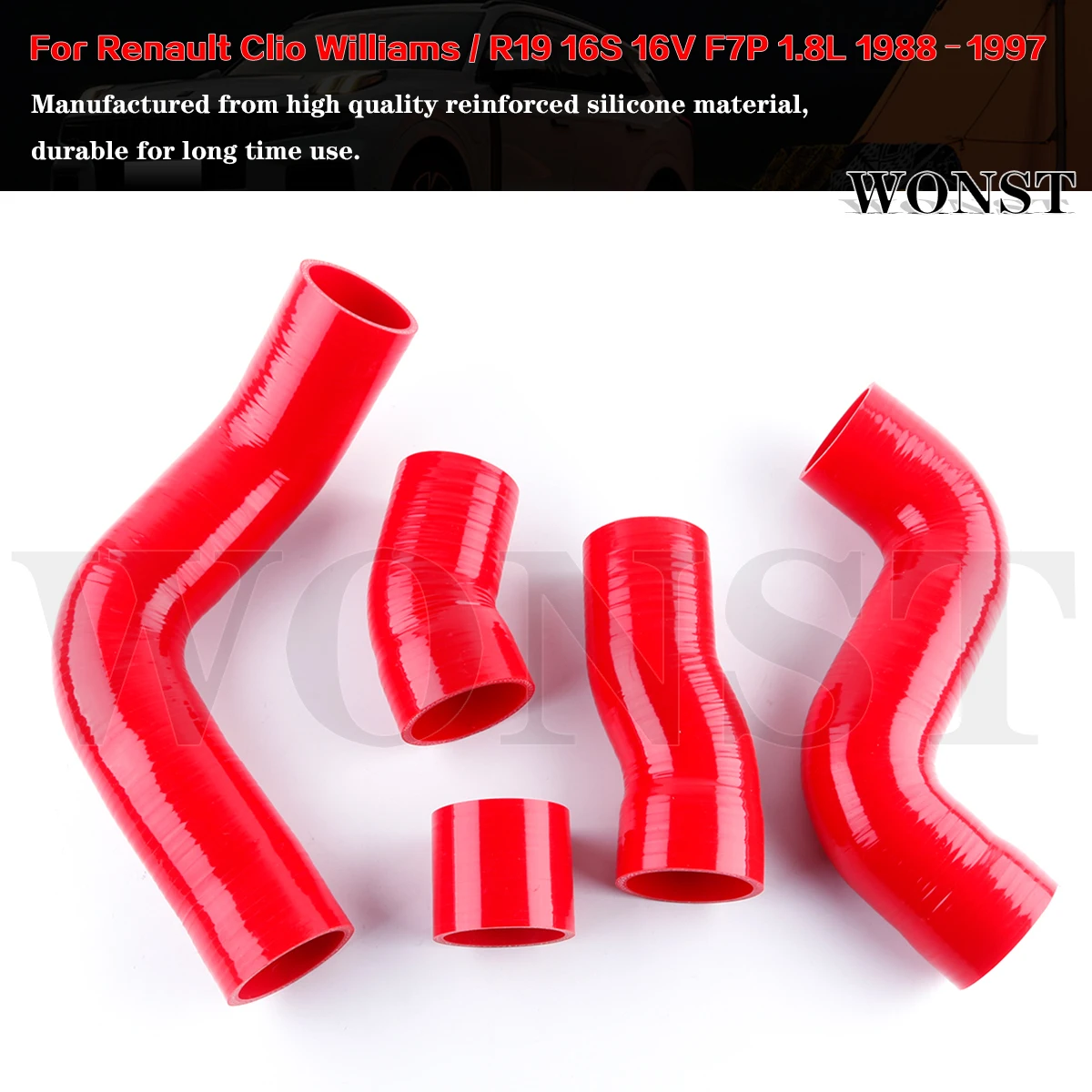 5Pcs Silicone Radiator Coolant Hose Kit For Renault Clio Williams & R19 16S 16V F7P 1.8L 1988-1997