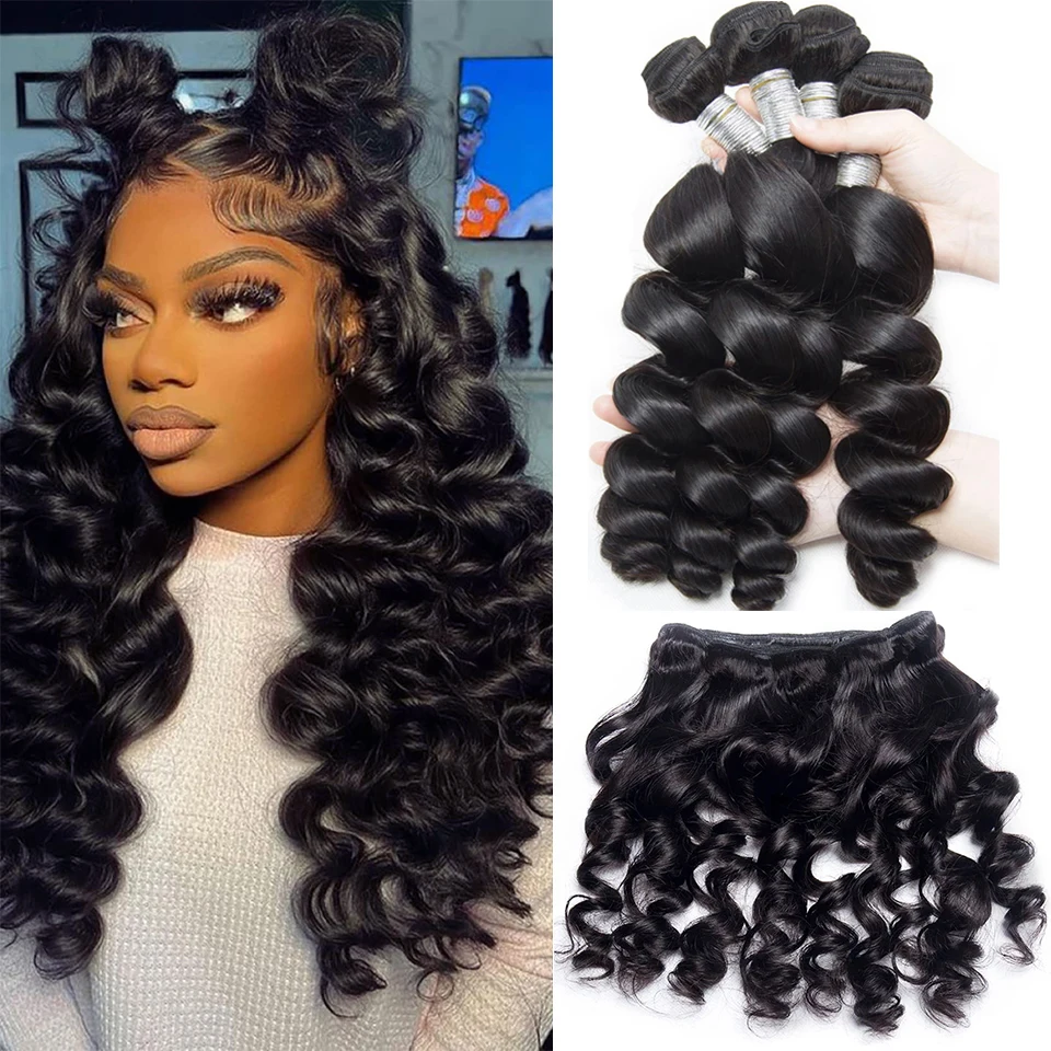 

Натуральные перуанские волосы Loose Wave, 3/4 пучка, распродажа для темнокожих женщин, 100% натуральные человеческие волосы для наращивания, 8-30 дюймов