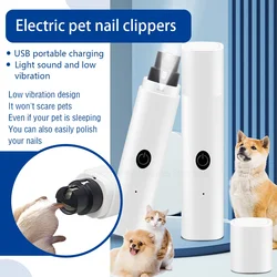 Elektrischer Nagelknipser für Hunde, Nagelschleifer für Hunde, wiederaufladbar, USB-Aufladung, LED-Licht, für Haustiere, leise Katzenpfoten, Nagelpflegezubehör