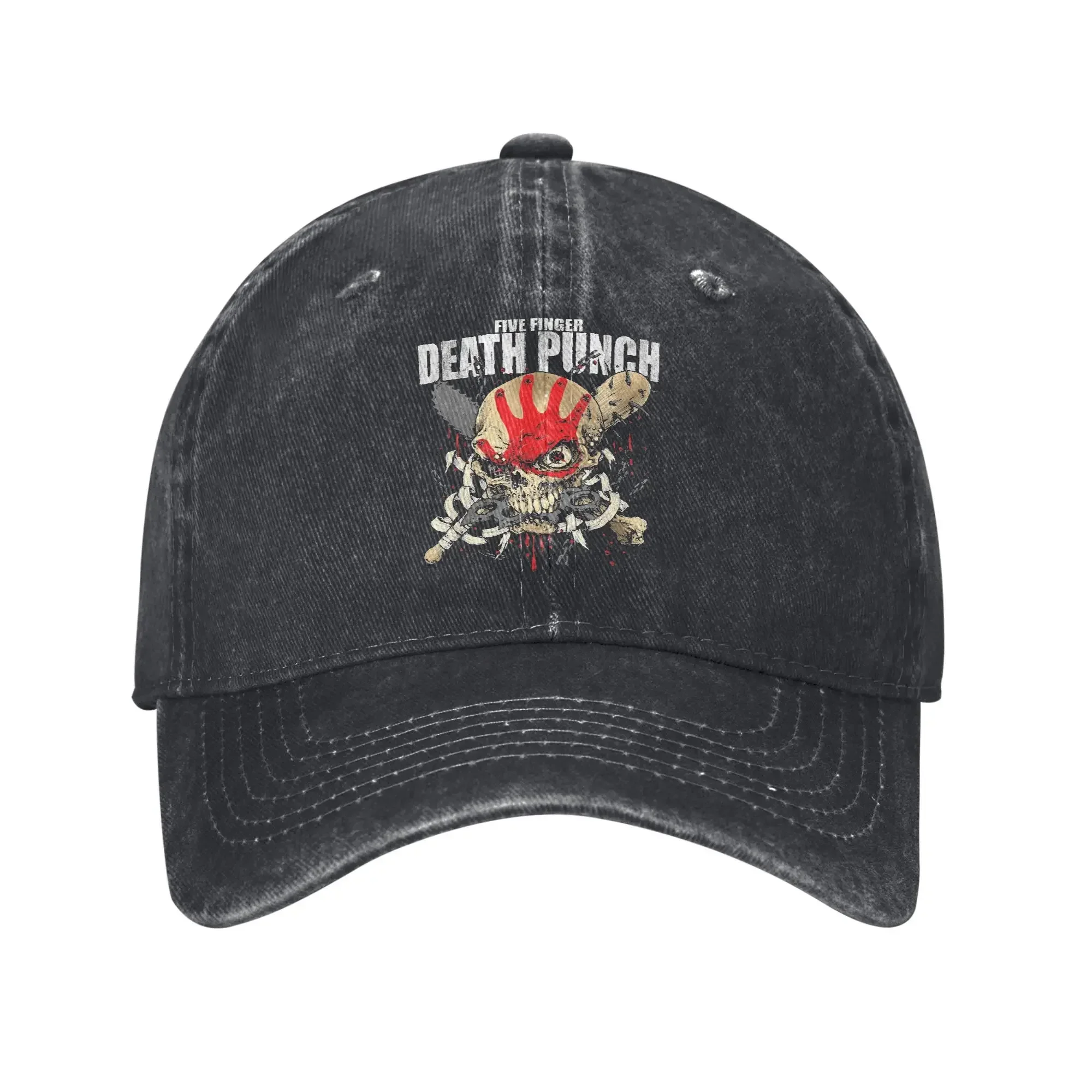 2026 5FDP  Five Finger Death Punch Washed Baseball Cap Warhead Skull Front Print Casual Sun Trucker Hat Summer Sport Baseball Ca