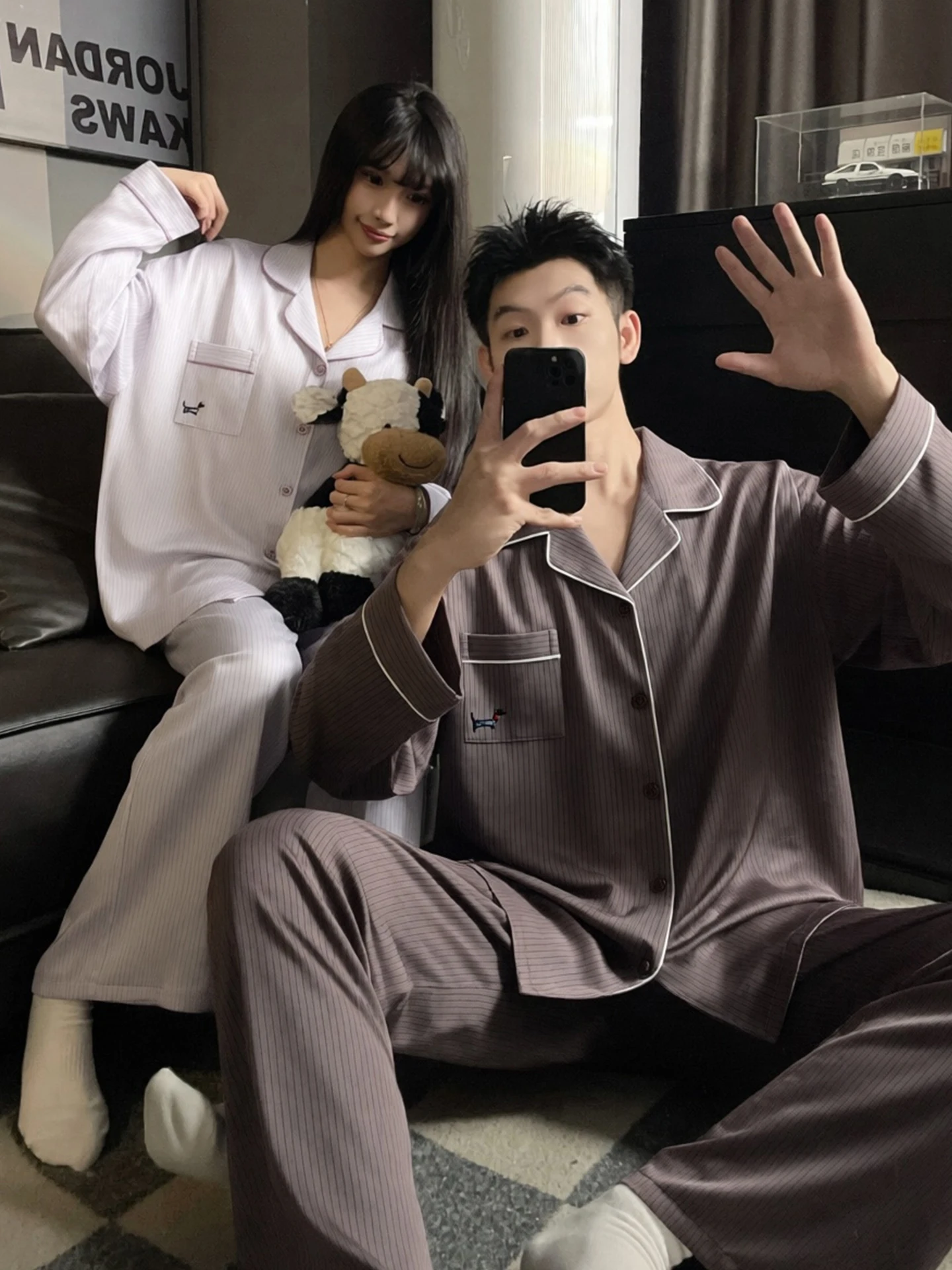 ensemble-de-pyjamas-en-coton-pour-homme-ideal-pour-le-printemps-et-l'automne-vetements-de-maison-decontractes-a-manches-longues-vetements-de-nuit-en-coton-ensemble-assorti-pour-couple-doux-et-respirant